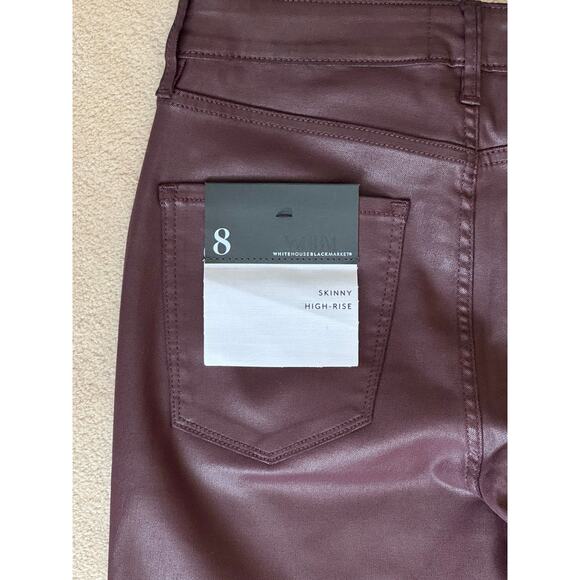 NWT White House Black Market HR Skinny-Coated Curve Hugging Jeans Burgundy SZ 8 - Picture 8 of 13